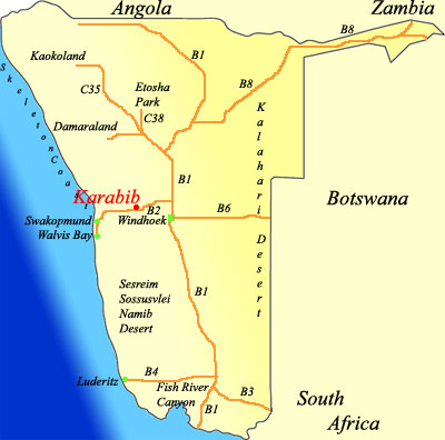 map of Karabib Namibia